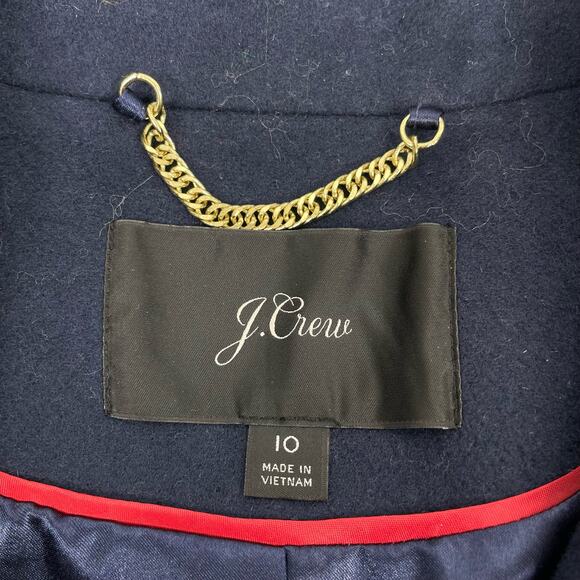 J. Crew Wool Cashmere Blend Double Breasted Top Coat Navy Blue Size 10 - Picture 12 of 12